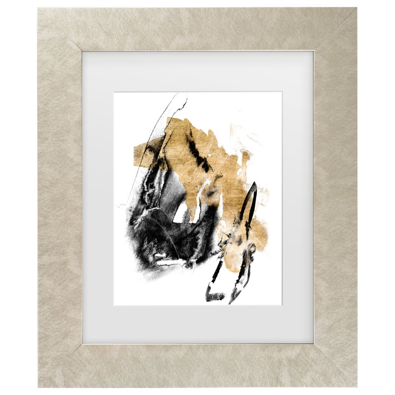 " Black And Gold Splash IV " by Jennifer Goldberger Painting Print, H 17,5 po x l 14,5 po x P 0,625 po, Champagne