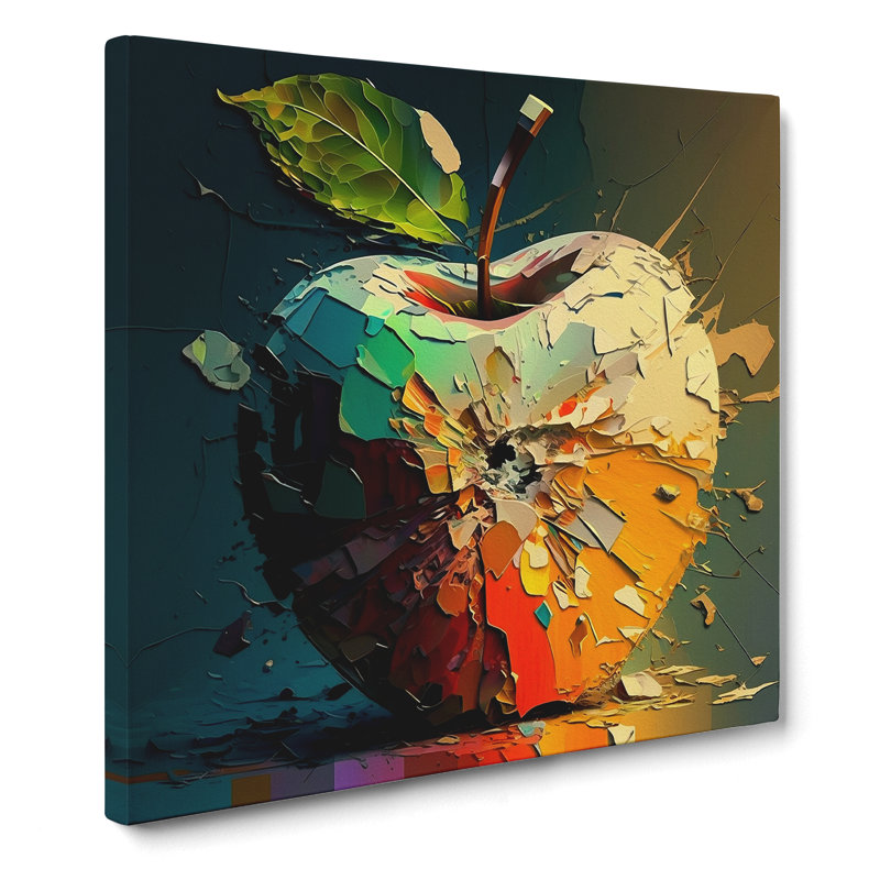 Apple Palette Knife Painting - Wrapped Canvas - Framed Print, 35cm H x 35cm W x 3cm D