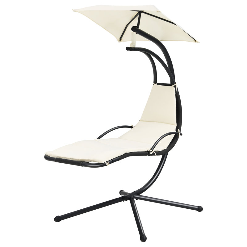 Méridienne flottante avec auvent et coussin orange Patiojoy, Blanc
