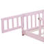 Lit simple au sol avec clôture et porte, lit en bois d'hévéa avec garde-corps de sécurité, rose-308543224-308543231