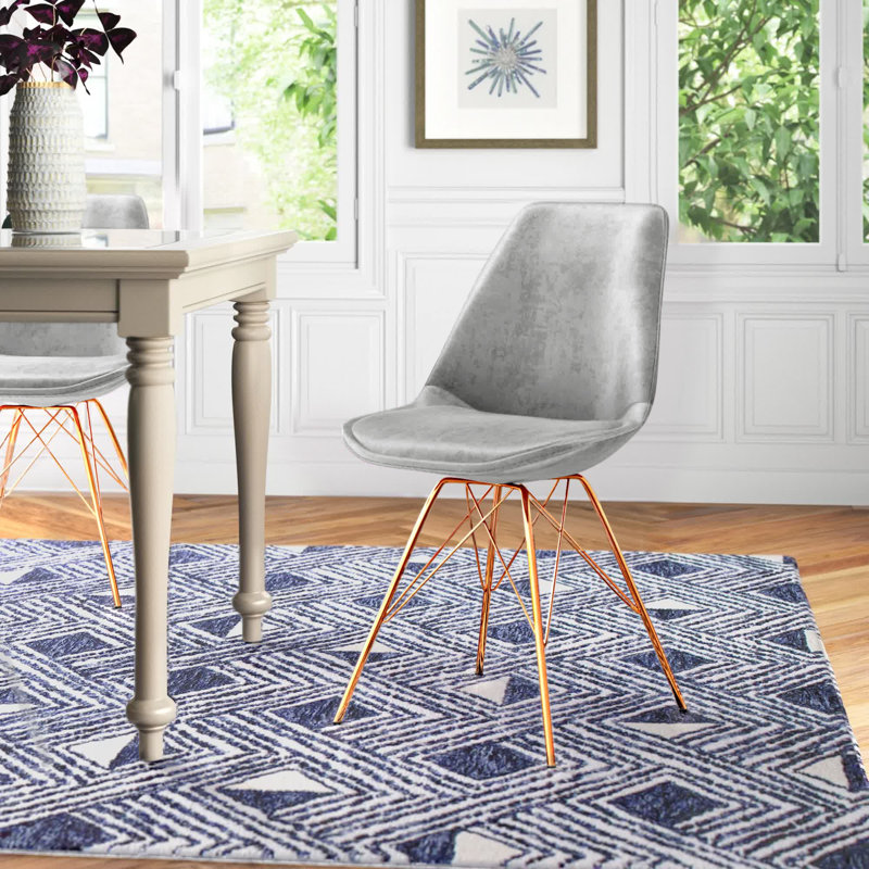 Chaise d'appoint rembourrée en velours Lougenia, Gris