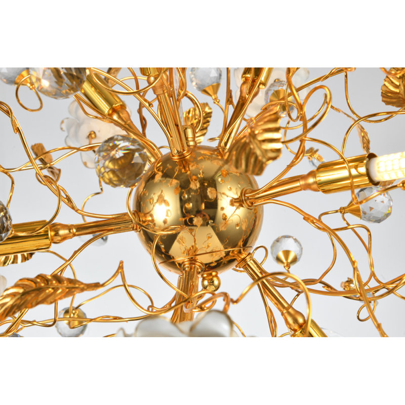 Lustre suspendu en porcelaine Josann, Bleu pastel, Fumée, 24" Width x 24" Length x 24" Height