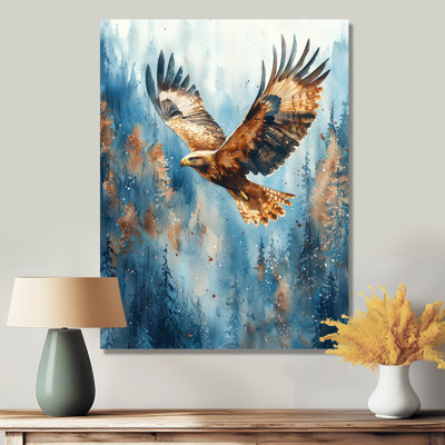 Aigle brun en vol III - oiseau, impression sur métal