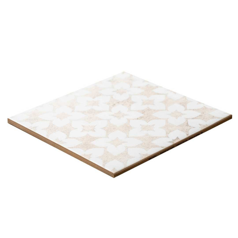 Phlox 8" x 8" Patterned Satin Porcelain Tile, White