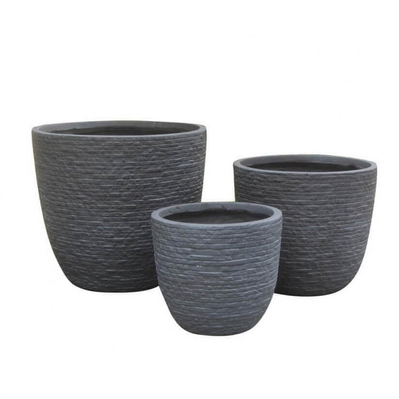 Abas Clay Fiber Floor Vase, Dark Grey