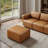 Beryl Square 26.97'' W Modern Full-Grain Leather Ottoman-146393451