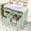 Meuble-lavabo de 36 po avec lavabo, armoire en bois massif vert avec tiroir rabattable, 3 tiroirs et 2 portes à fermeture en douceur, poignées dorées et design moderne