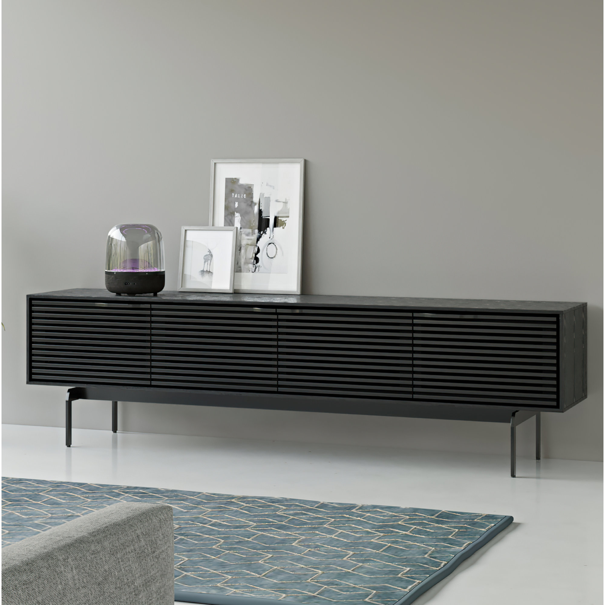 Align 81'' Media Console, Ebonized Ash, 23”H x 81”L x 18”W