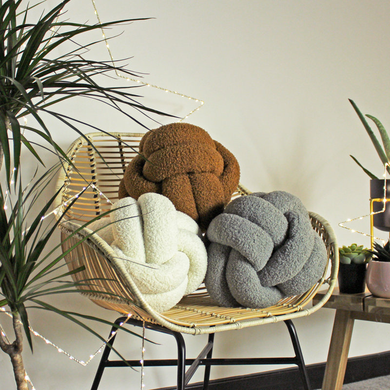 Boucle Knot Novelty Throw Cushion, Ginger