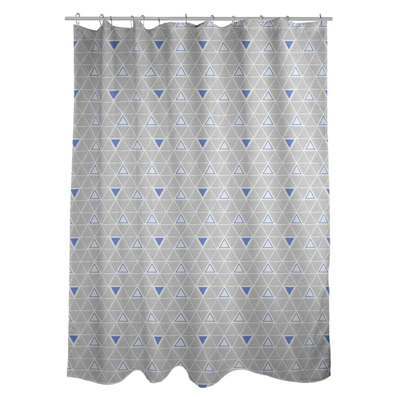 Rideau de douche simple à triangles à main classique Patricia Geoffrey, Accent bleu, Yes