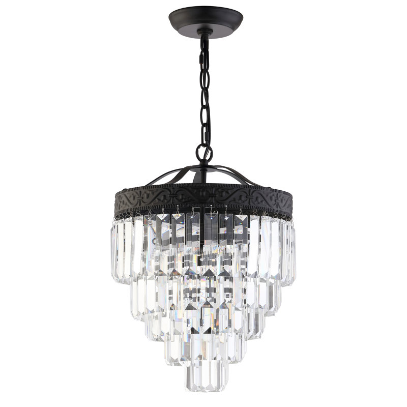 Kingsdown 2-Light Unique / Statement Tiered Chandelier, Bronze / Clear