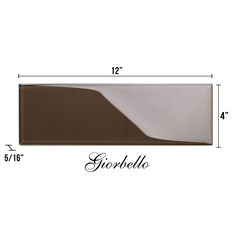 Glass Subway 4" x 12" Wall Tile, Classic Brown