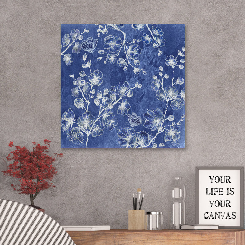 « asian tile fleur », reproduction sur toile tendue, H 12 po x l 12 po