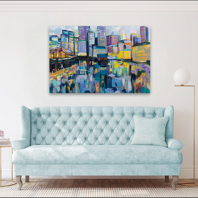 Bleu et art de Boston Harbor, H 40 po x l 60 po
