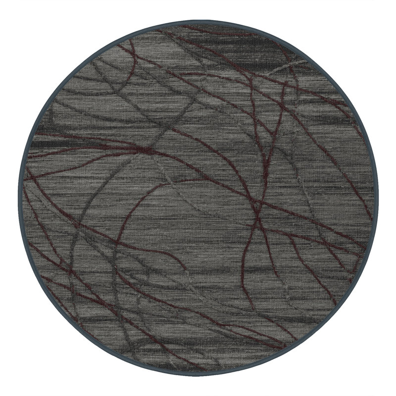 Tapis noir lavable à la machine, Rond 5 pi