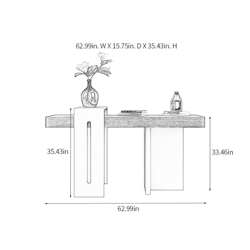 Modern Minimalist Console Table, 35.43" H x 62.99" W x 15.75" D