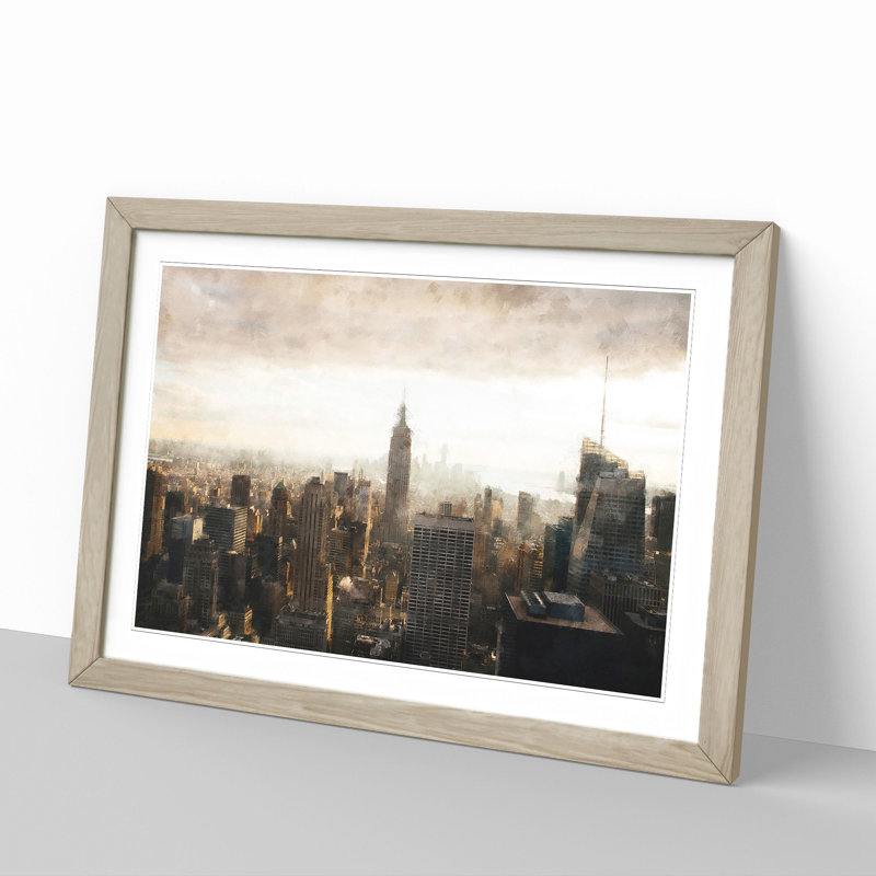 New York Skyline Vol.5 - Picture Frame Graphic Art, 27cm H x 36cm W x 2cm D, Oak Framed