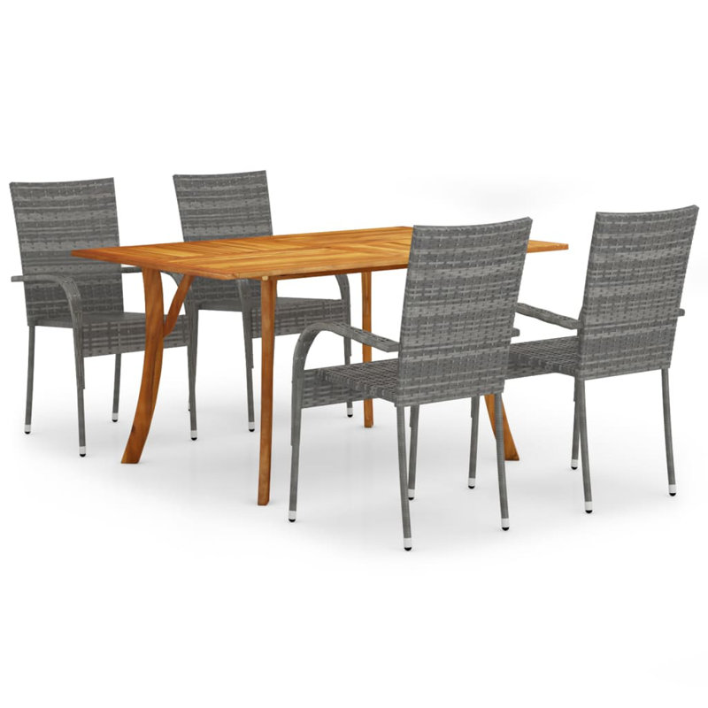 Ensemble de salle à manger rectangulaire pour 4 personnes avec coussins, Gris