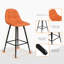 2 tabourets de bar Modern Home, en similicuir, acier, avec dossier et repose-pieds, comptoir de 25,5 po, chaises de hauteur brune, structure en acier