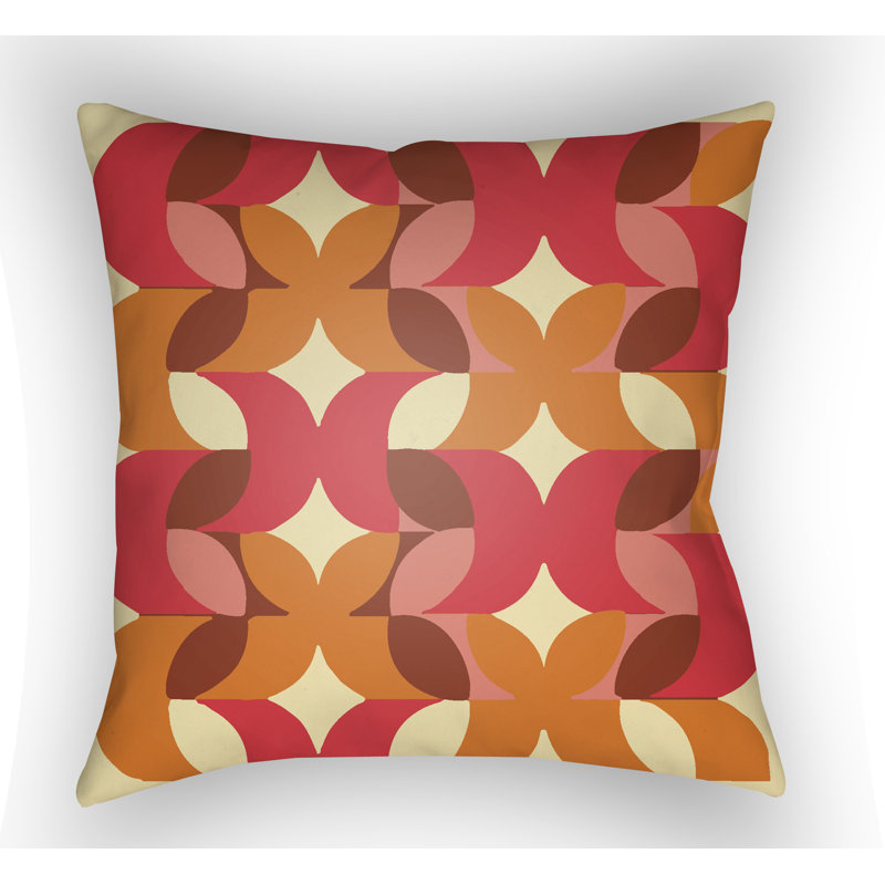 Moderne Geometric Throw Pillow, 18" H x 18" W x 4" D, Red/Orange