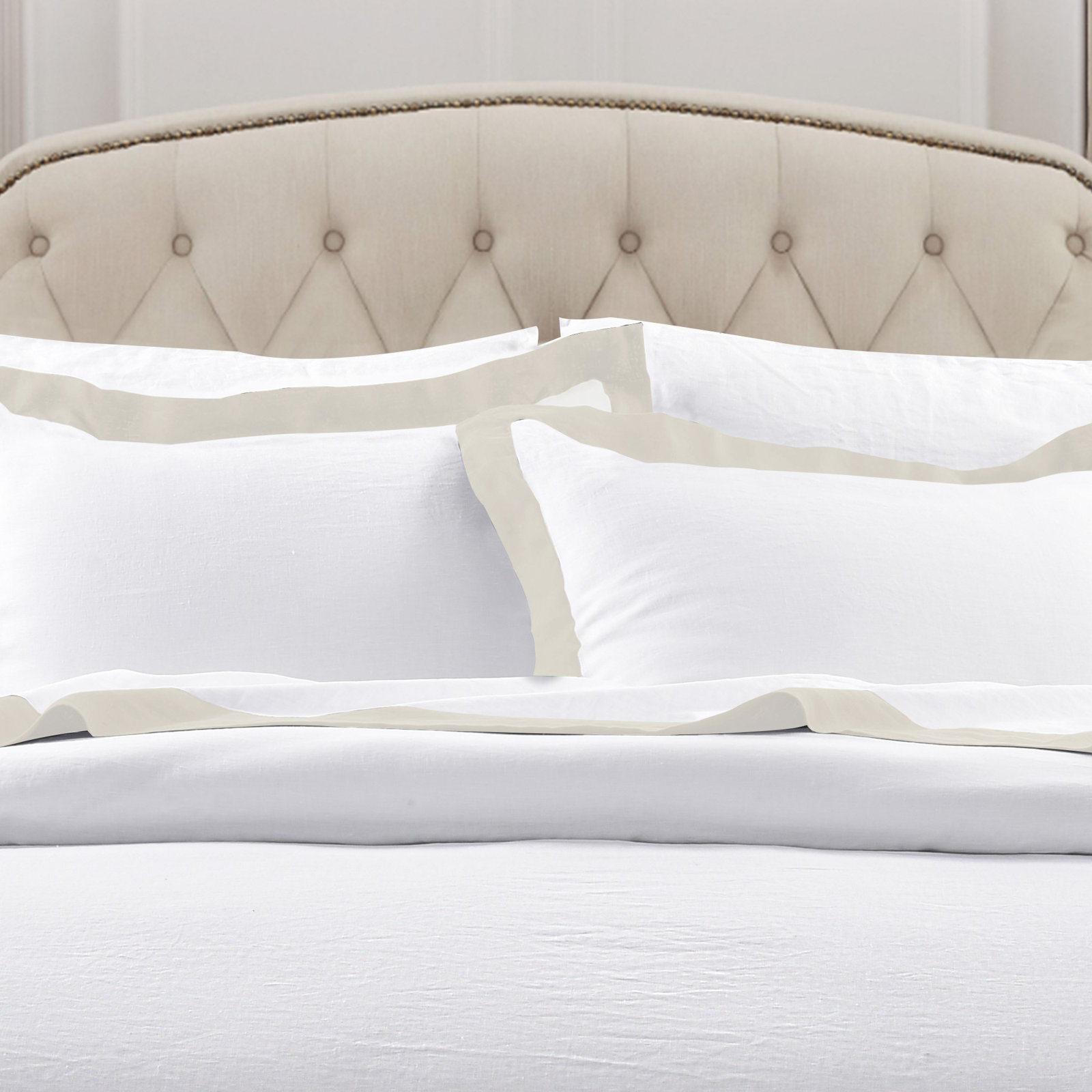 Benni 100% Linen Duvet Cover Set, Queen Duvet Cover + 2 Standard Shams, Natural