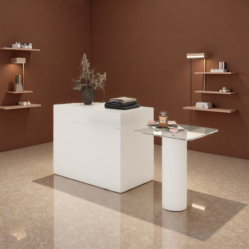 Table de présentation en verre Modern, Blanc