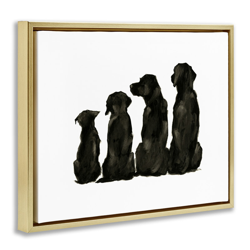 Silhouette de famille, H 17 po x l 21 po, Cadre flottant métallique doré