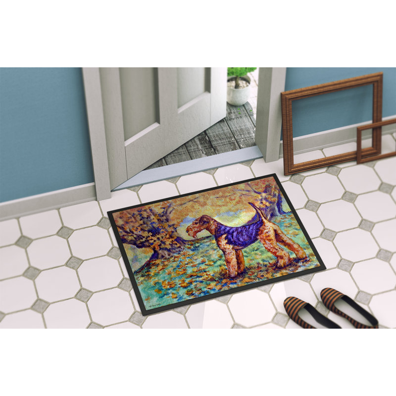 Tapis d'entrée antidérapant Autumn Airedale Terrier, Rectangle 1 pi 6 po x 2 pi 3 po
