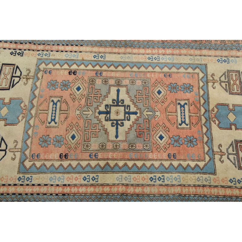 Tapis turc vintage tissé à la main en orange pour un décor de salon bohémien