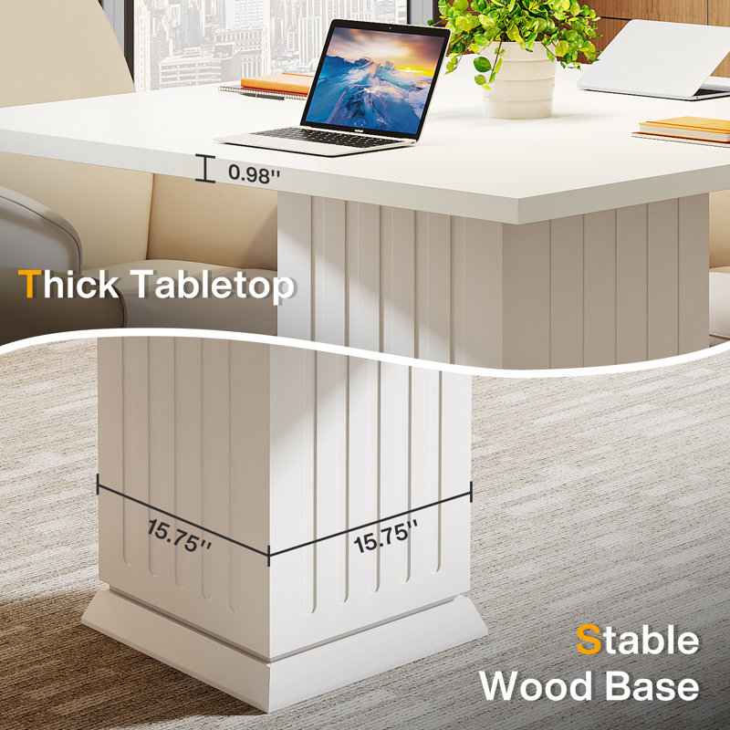 89.9cm Square Conference Table, White