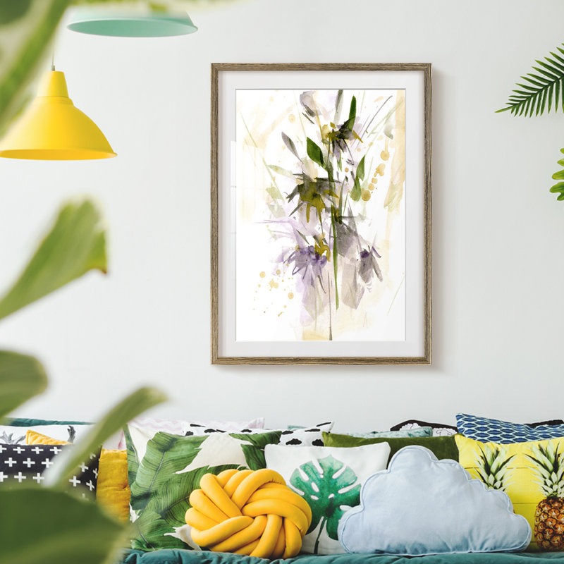 «After Rain I», reproduction encadrée, Papier avec cadre noyer, Blanc