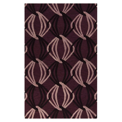 Tapis canneberge/noir en laine touffeté géométrique fait main Sena