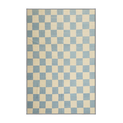 Contemporary Blue/Cream Area Rug