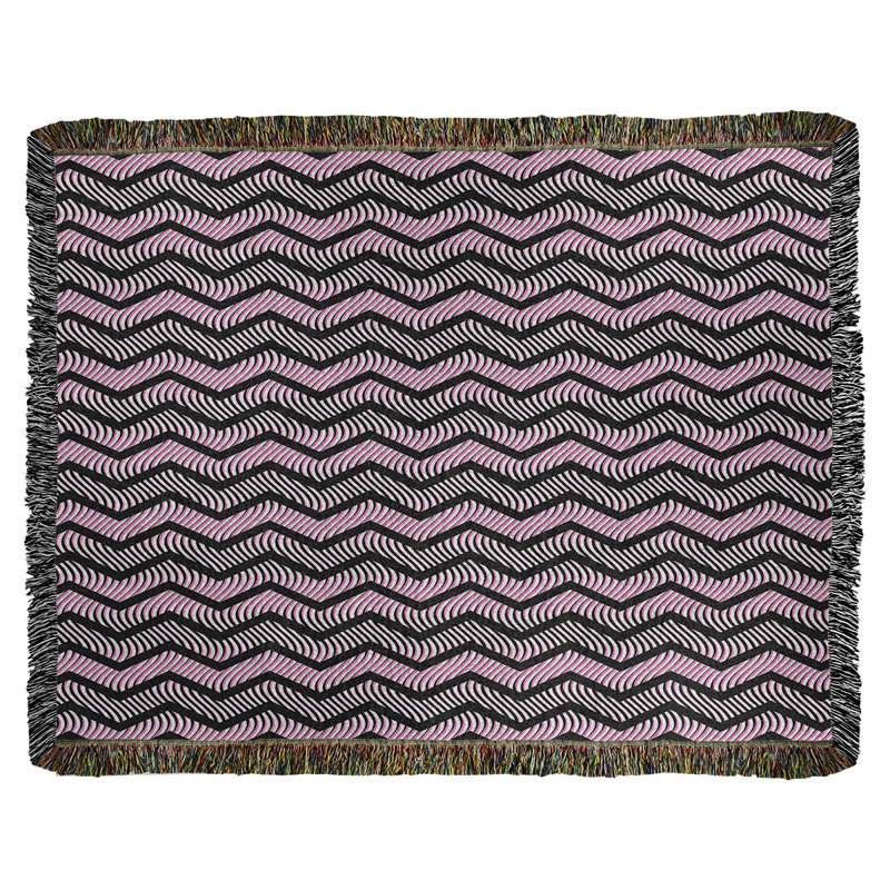Couverture en coton tissé Rhonda Cheval, l 80 po x L 60 po, Noir / rose