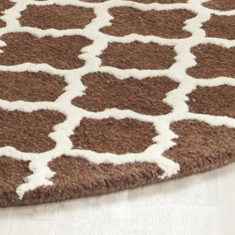 Cannen Hand Tufted Wool Geometric Rug, Round 6'