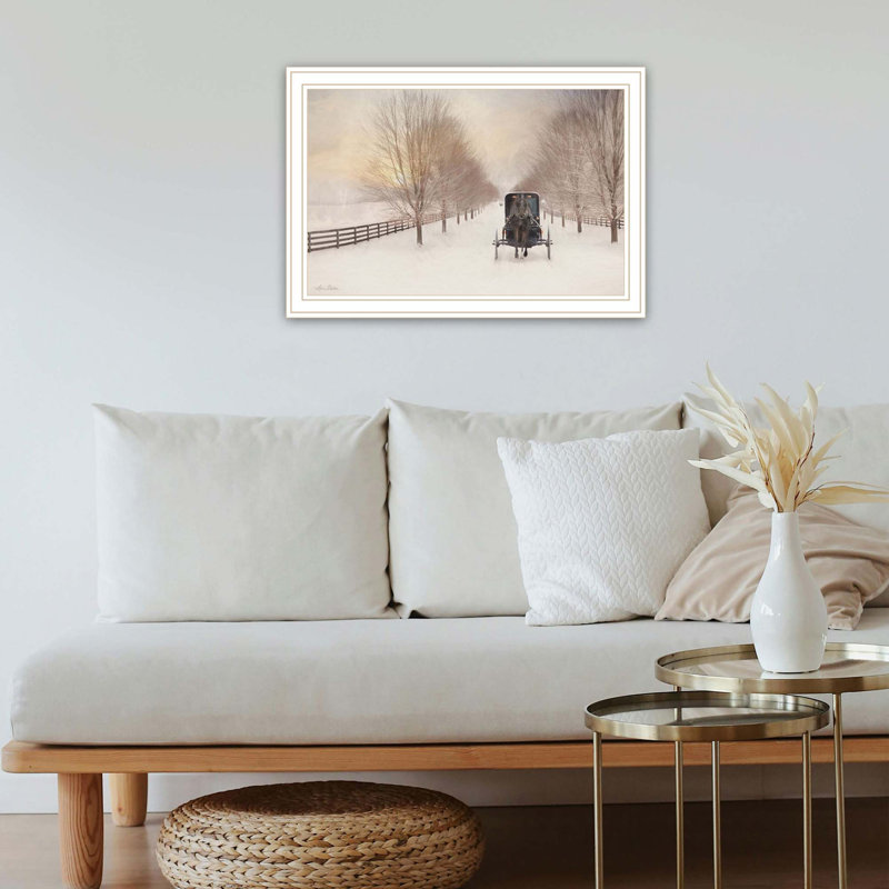«Trendy Decor 4U Snowy Amish Lane», art mural encadré, Blanc