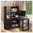 L-Shaped Computer Desk with Built-In Charging Station, Drawers, and Bookshelf, Black