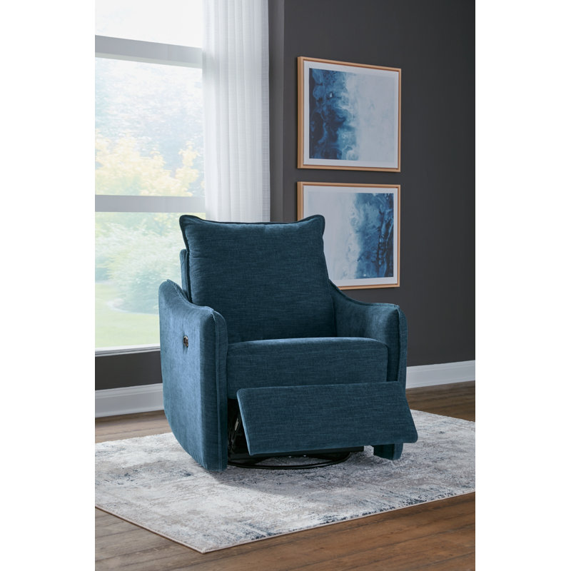 Erskin Swivel Power Recliner, Navy