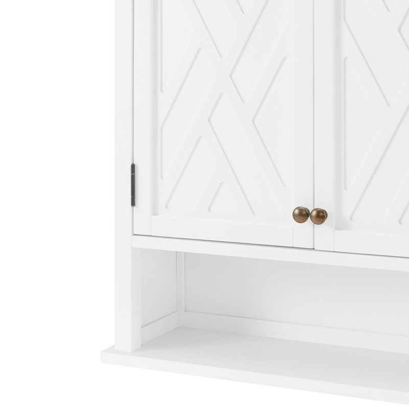 Lund Coventry Over Toilet Open Shelving Unit with Left and Right Side Shelves, Wall Mounted Cabinet with Two Doors and Open Shelf