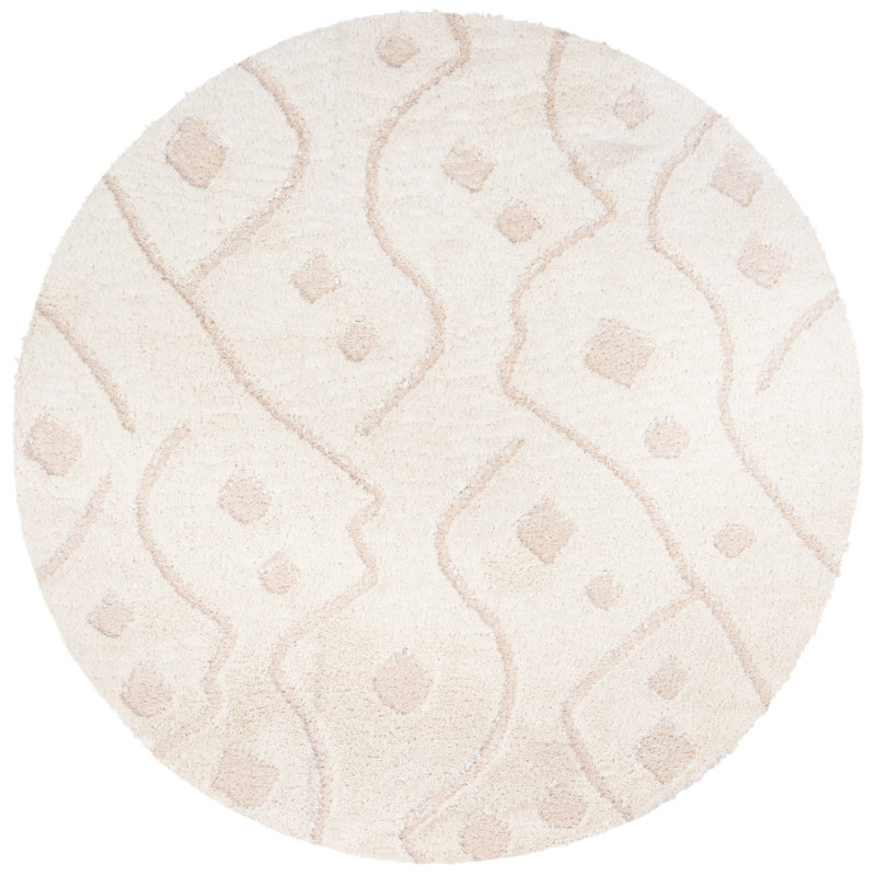 Atisha Shag Performance Abstract Rug, Round 6'7"
