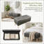 Banc coffre carré de 81 cm de large avec plateau intégré et repose-pieds rembourré, idéal pour le salon ou la chambre.-1009112407