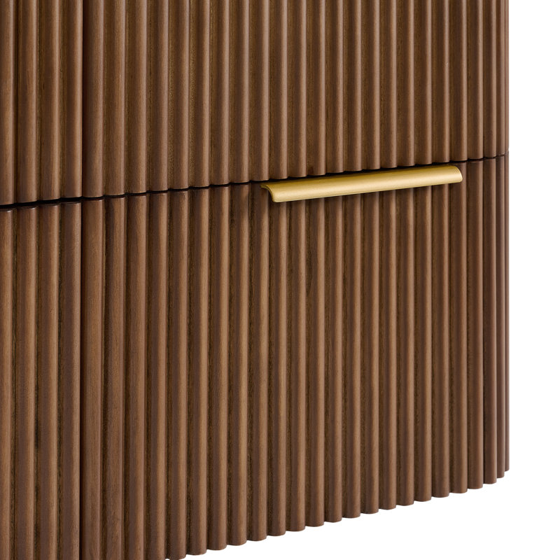 Kensington Floating Vanity 48" Single Vanity, Brown Reeded Birch