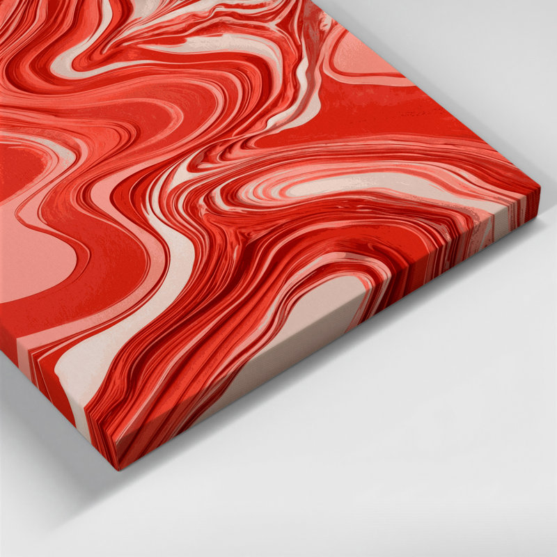 Abstrait art fluide sur toile rouge 64, H 36 po x l 24 po