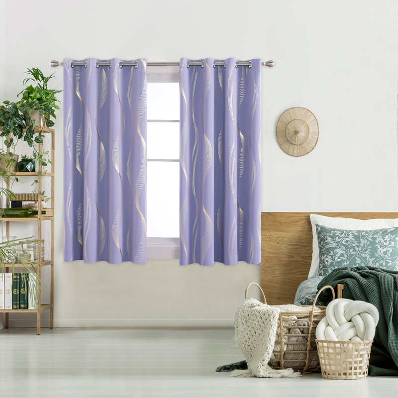 Maisonet Blackout Curtain Pair, 117cm Width x 229cm Drop, Light Purple