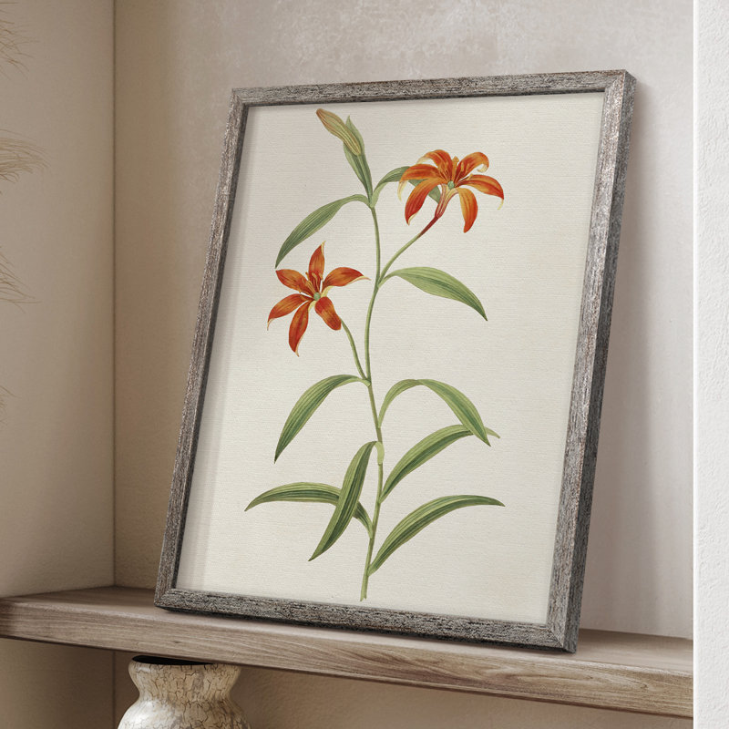 Fleurs des saisons III, reproduction encadrée - bois massif, H 11 po x l 9 po