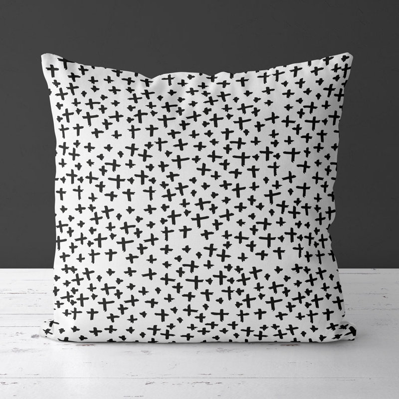 Housse de coussin carré et insert, Noir et blanc