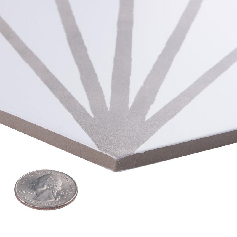 Horizon 7-3/4" x 9" Porcelain Wall & Floor Tile, White/Gray