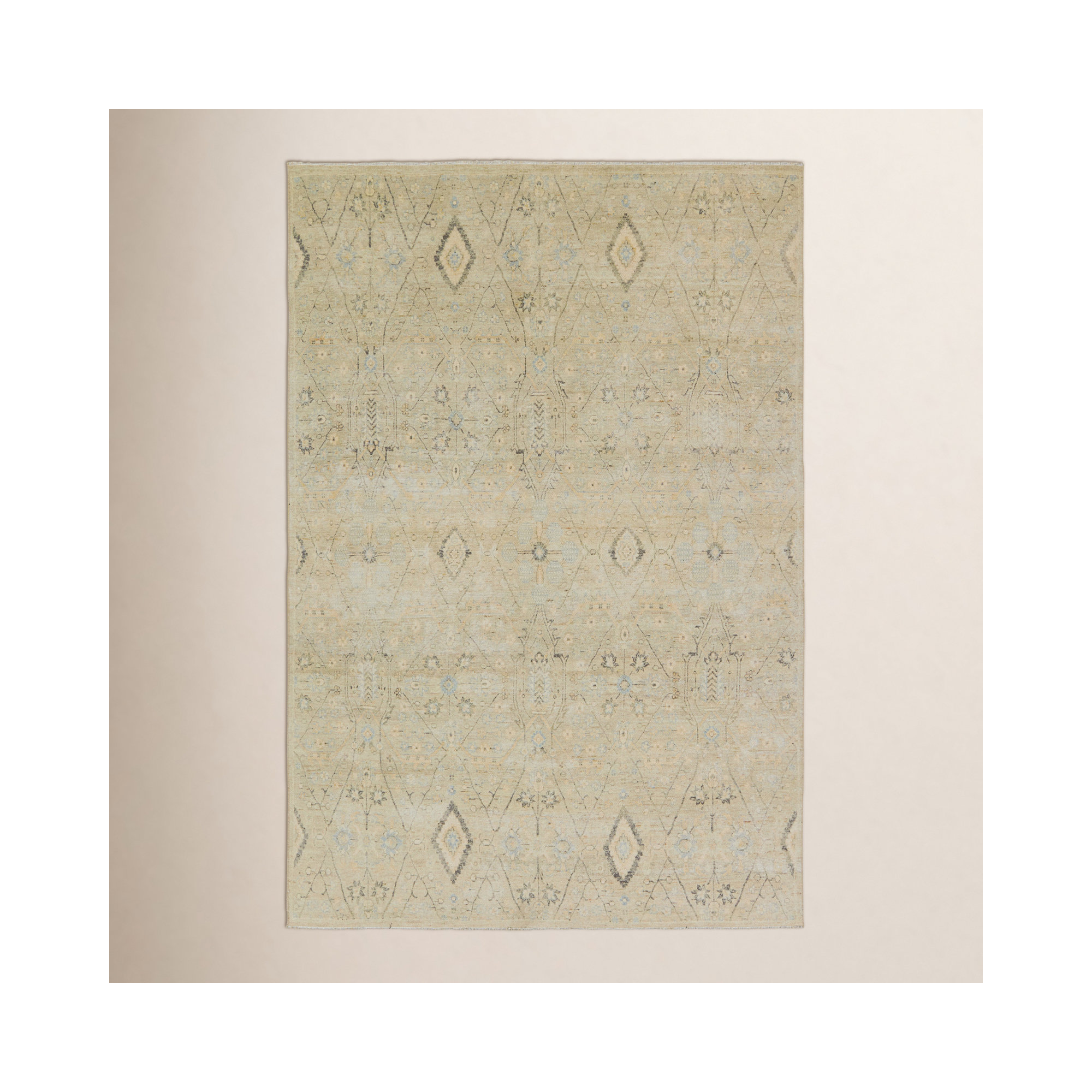 Ellett Cream/Blue Rug, Rectangle 5' x 8'