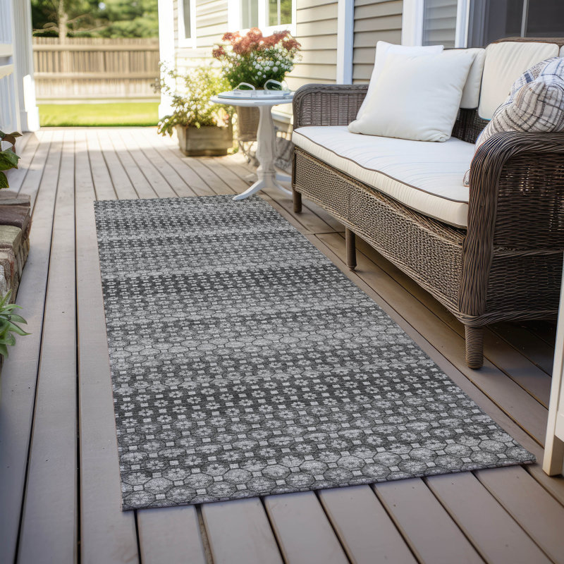 Tapis gris intérieur / extérieur lavable en machine Christain ACN1422, Tapis de couloir 2 pi 3 po x 7 pi 6 po