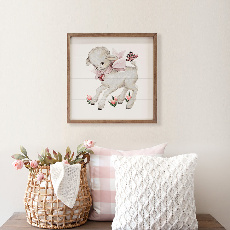 Easter Lamb With Tulips White, 16" H x 16" W x 1" D